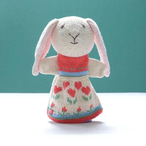 Bunny Hand Puppet in Flower Dress