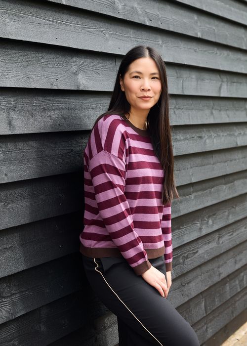 Multi Colour Stripe Crew Neck Jumper 