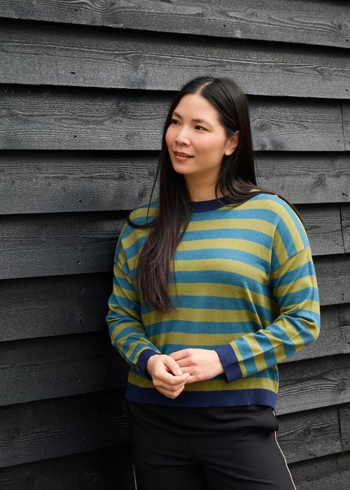 Multi Colour Stripe Crew Neck Jumper 
