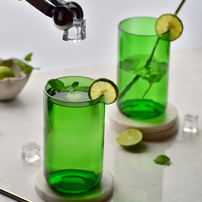 Green Wine Bottle Upcycled Drinking Glass