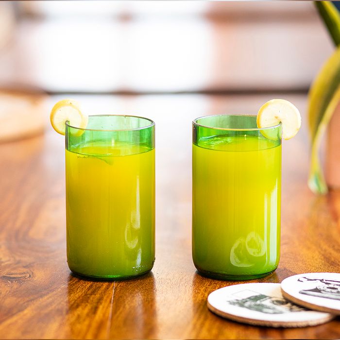 Green Wine Bottle Upcycled Drinking Glass