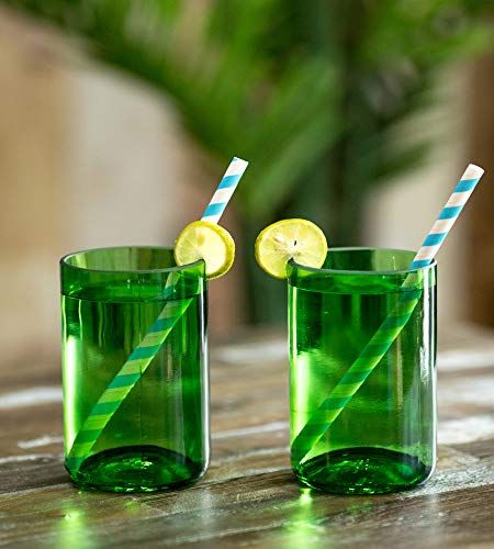Green Wine Bottle Upcycled Drinking Glass