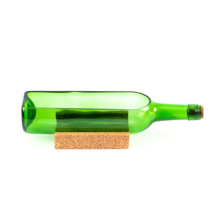Upcycled Wine Bottle Serving Platter with Cork Stand