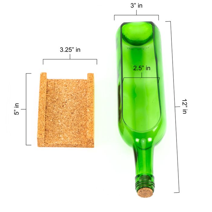 Upcycled Wine Bottle Serving Platter with Cork Stand