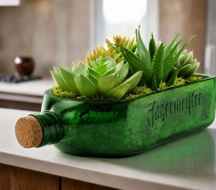Jägermeister Upcycled Glass Planter