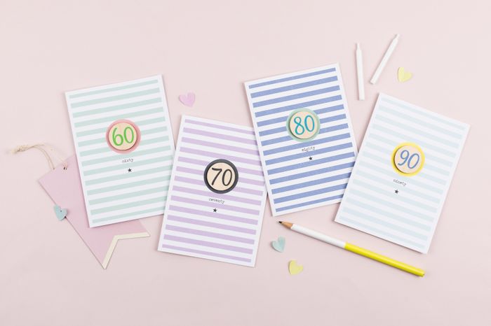 Stripey Age Cards - Age 16-100