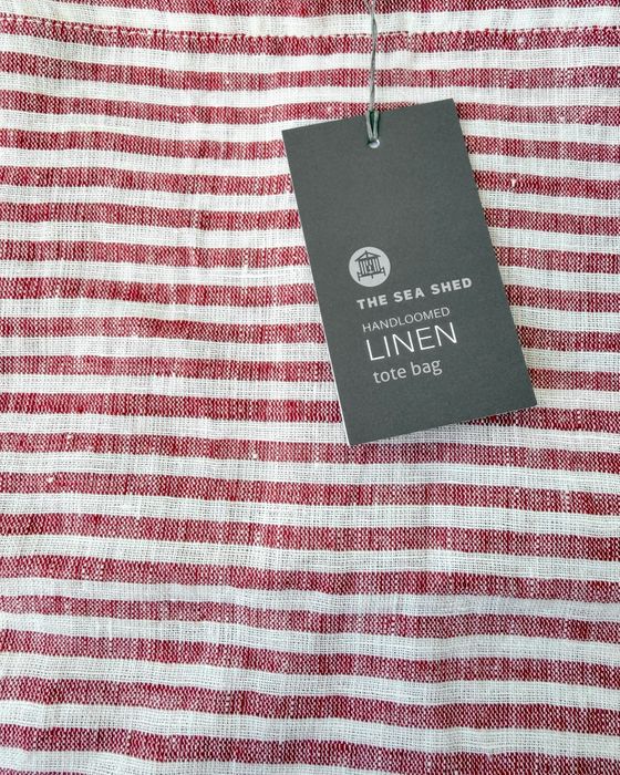 100% Linen Tote Bag Coral Red