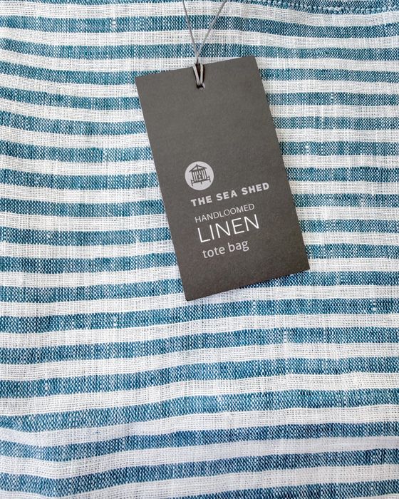 100% Linen Tote Bag Sea Blue