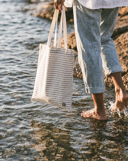 100% Linen Tote Bag Sand