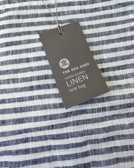 100% Linen tote Bag Denim Blue