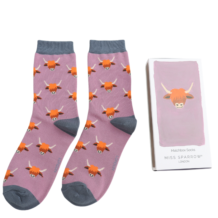 Women’s Matchbox Socks Highland Cows