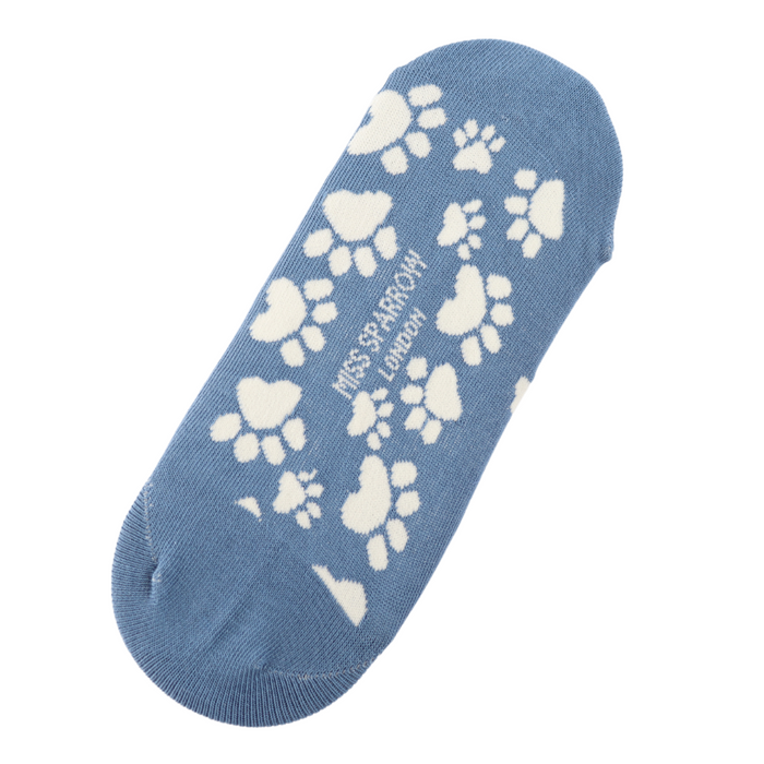 Paw Prints Invisible Footsie Socks Denim