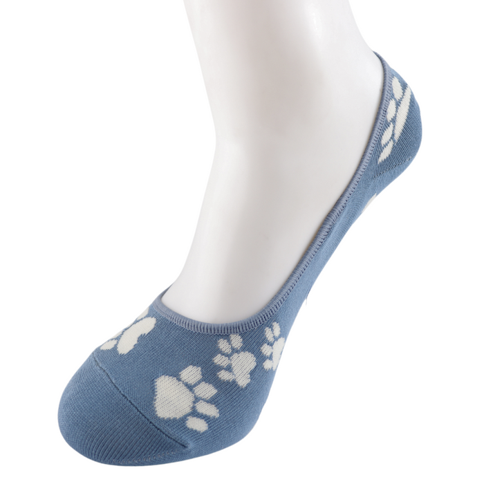 Paw Prints Invisible Footsie Socks Denim