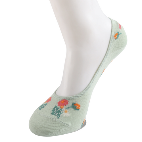 Mini Floral Invisible Footsie Socks Duck Egg