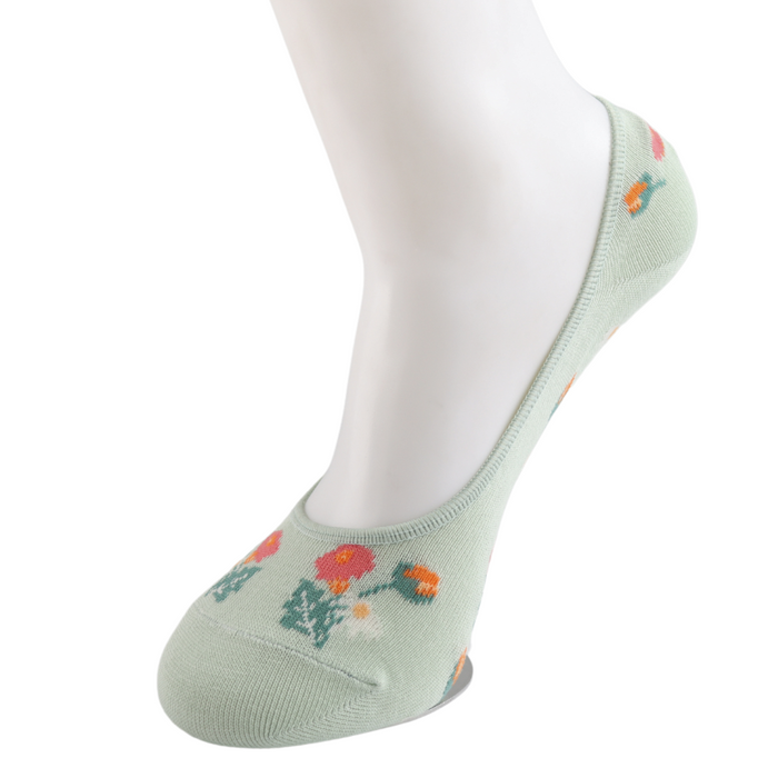 Mini Floral Invisible Footsie Socks Duck Egg