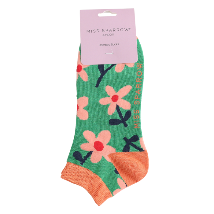 Flowers Trainer Socks Green