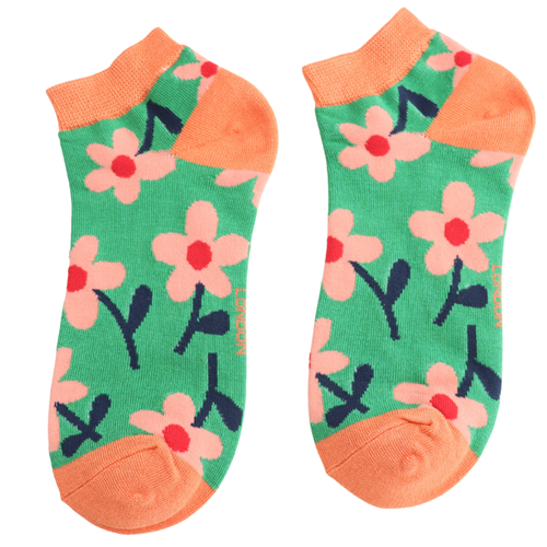 Flowers Trainer Socks Green