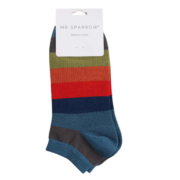 Men’s Wide Stripes Trainer Socks Teal