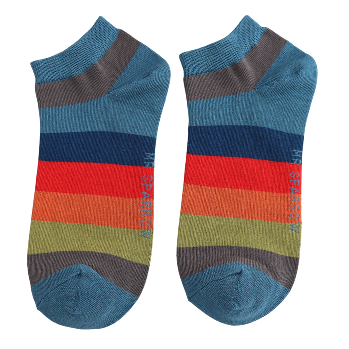 Men’s Wide Stripes Trainer Socks Teal