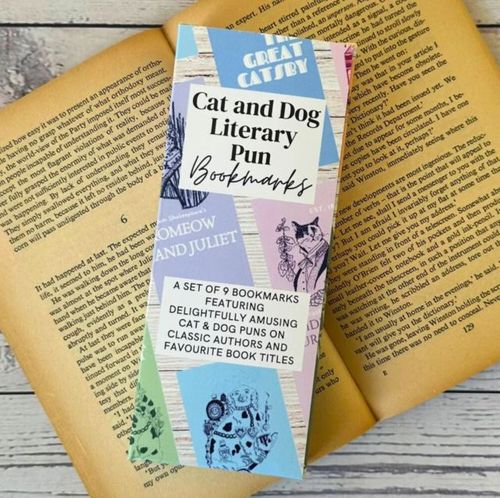 Literary Pun Cat and Dog Bookmarks