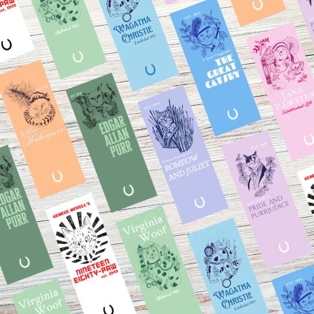 Literary Pun Cat and Dog Bookmarks