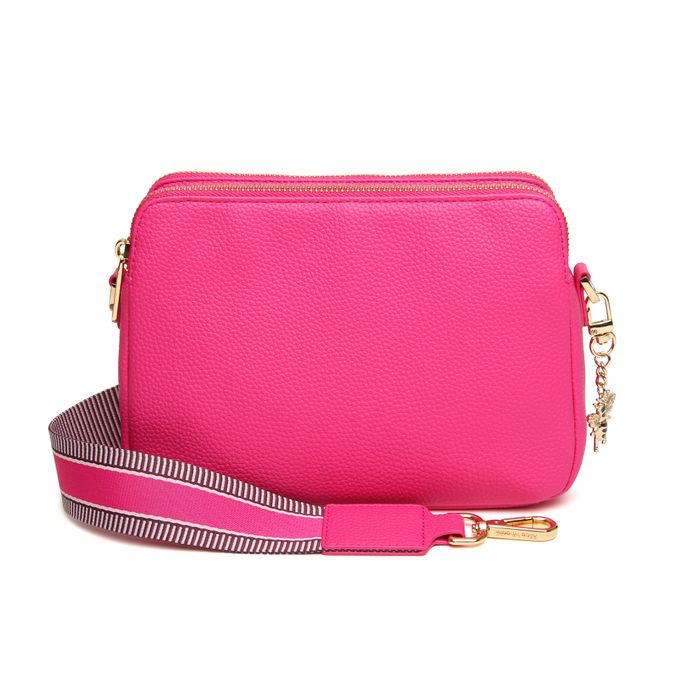 Pink - Dual Double Zip Crossbody Bag