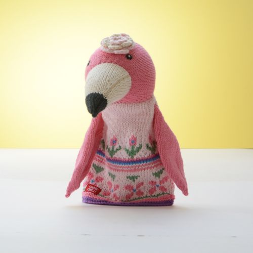 Flamingo Hand Puppet in Organic Cotton
