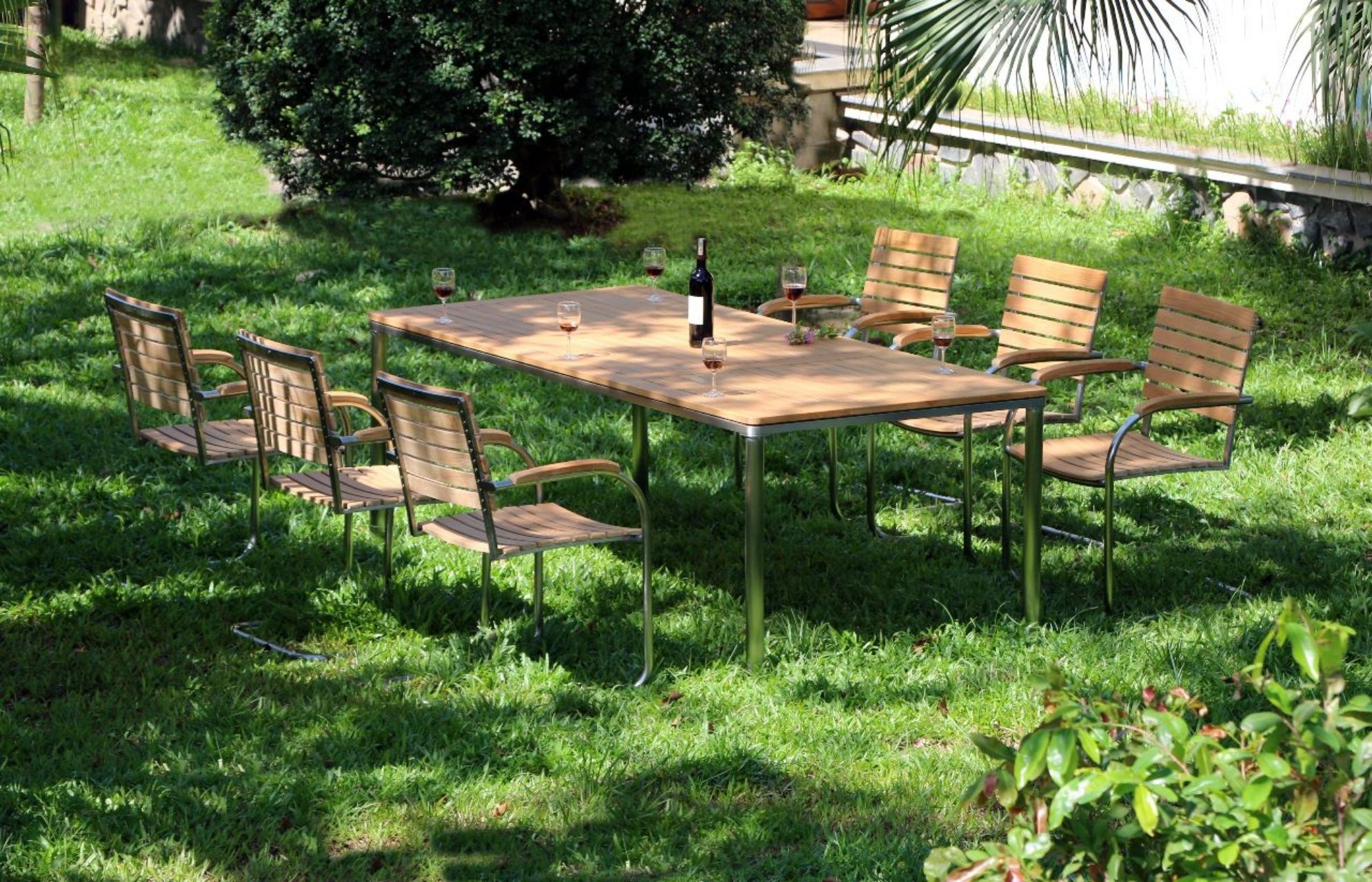 Dining Rec. Table SUS304 frame FSC Teak worktop