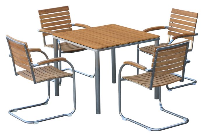 Dining Square Table SUS304 frame FSC Teak worktop