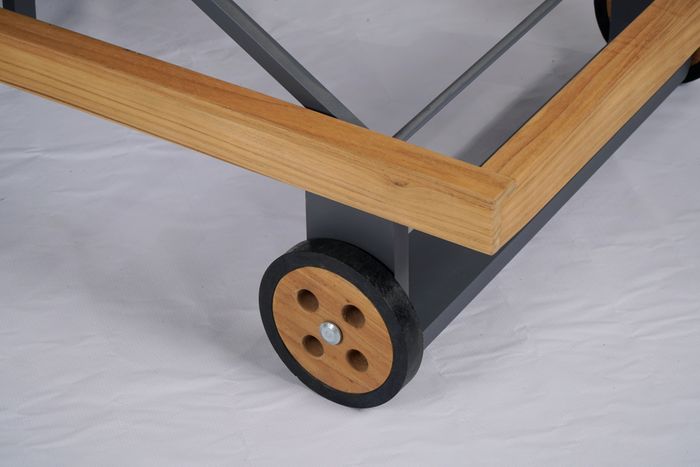 Sunlounger Powder coated alu frame FSC Teak Wood
