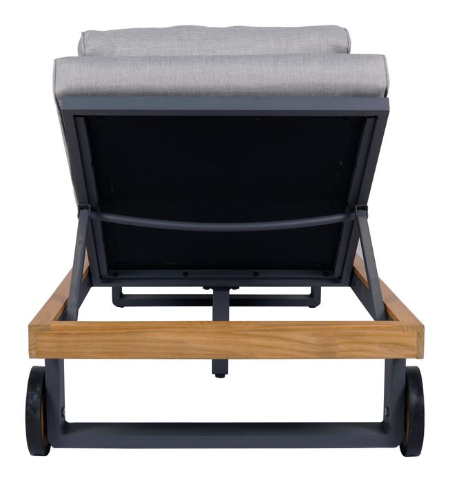 Sunlounger Powder coated alu frame FSC Teak Wood