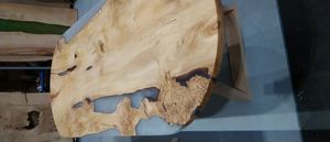 Resin and wood oval tables