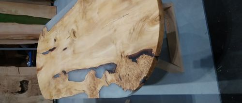 Resin and wood oval tables