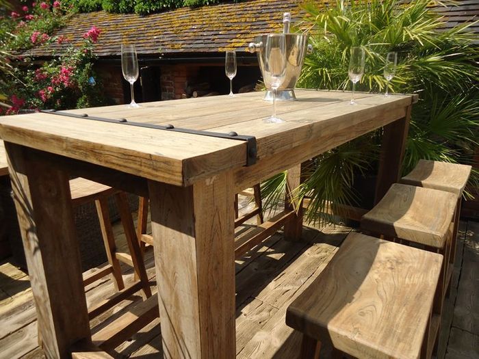 Reclaimed Teak Bar Table
