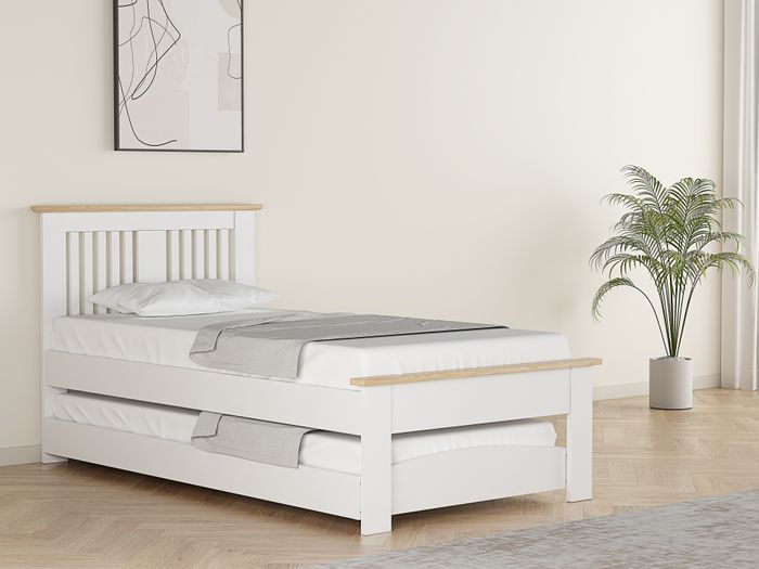 Hendre Guest Bed (White, Oak or White with Oak plinth)