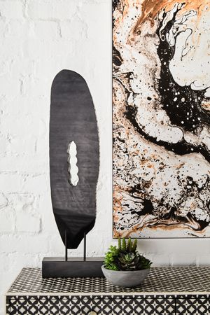 Accessories - Fidel Rustic Black Vertical Mango Wood Slice Sculpture