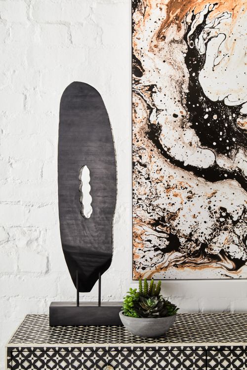 Accessories - Fidel Rustic Black Vertical Mango Wood Slice Sculpture