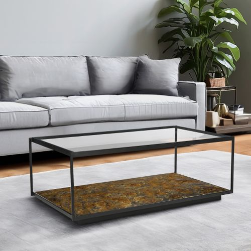 Ashton Iron Coffee Table With Glass Top