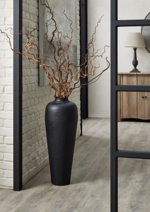 Matt Black Hammered Vase With Lid