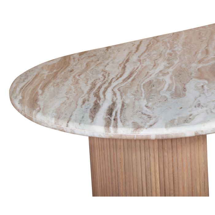 Natural Marble & Wood Pedestal 6-8 Seater Dining Table
