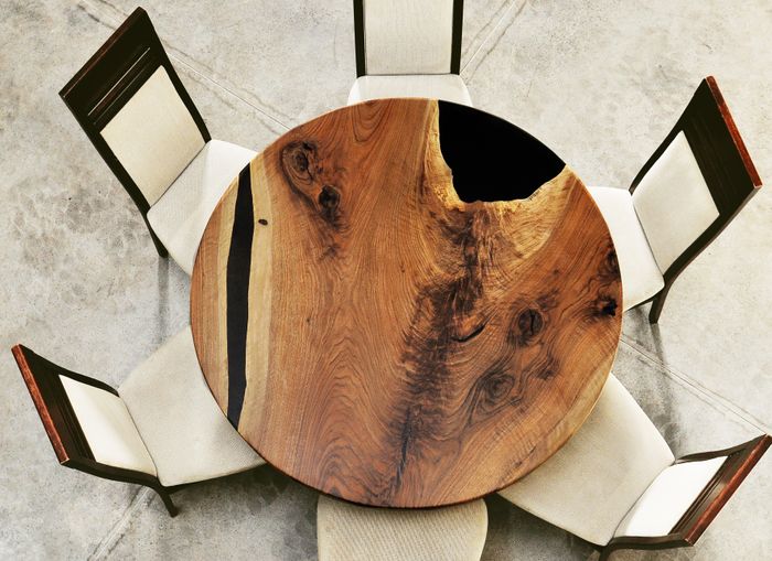 Round Walnut Table '' 4 Eyes''