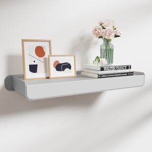 KAPANOU Grey Floating Shelves Wall Mounted, Heavy Duty Aluminum Shelf for Book Storage, Living Room, Bedroom, Bathroom, Kitchen, Modern Metal Hanging Shelves for Wall Decor