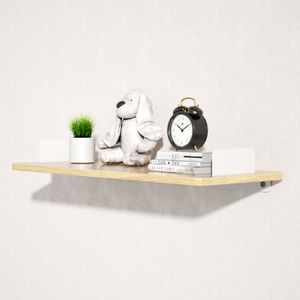 KAPANOU Floating Shelves for Wall, Modern Hanging Bookshelf with White Metal Brackets for Office Decor, Wooden Wall Mounted Shelf for Farmhouse Kitchen Bathroom Bedroom, Rustic Brown