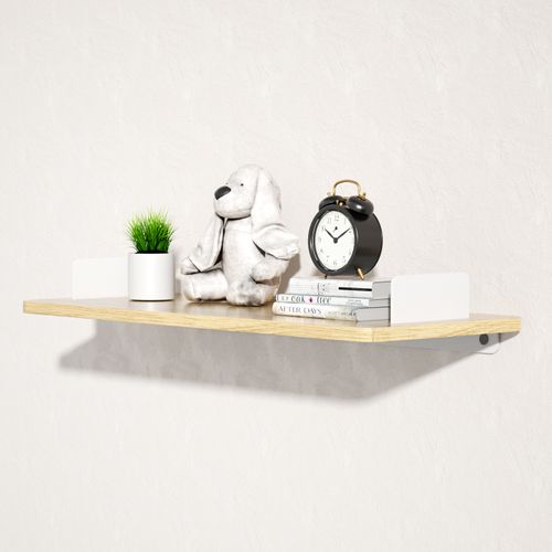 KAPANOU Floating Shelves for Wall, Modern Hanging Bookshelf with White Metal Brackets for Office Decor, Wooden Wall Mounted Shelf for Farmhouse Kitchen Bathroom Bedroom, Rustic Brown