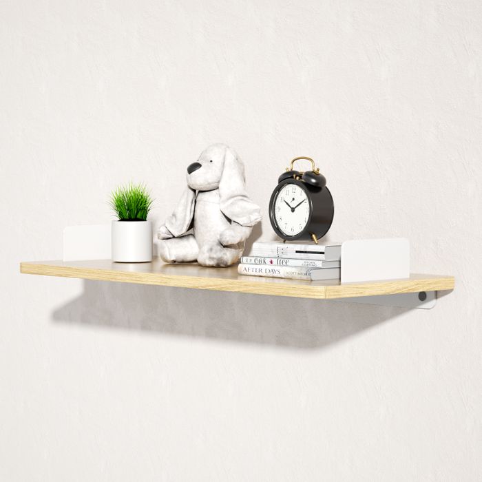 KAPANOU Floating Shelves for Wall, Modern Hanging Bookshelf with White Metal Brackets for Office Decor, Wooden Wall Mounted Shelf for Farmhouse Kitchen Bathroom Bedroom, Rustic Brown