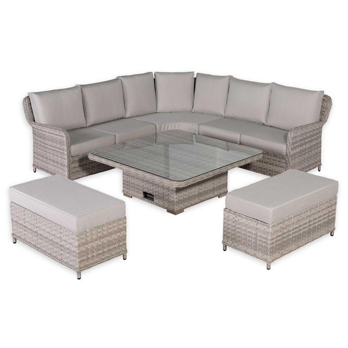 Havana Range Round Corner Sofa Set with Rising Table
