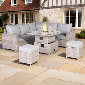 Aurora Range High Back Corner Sofa Set with Fire Pit Rising Table