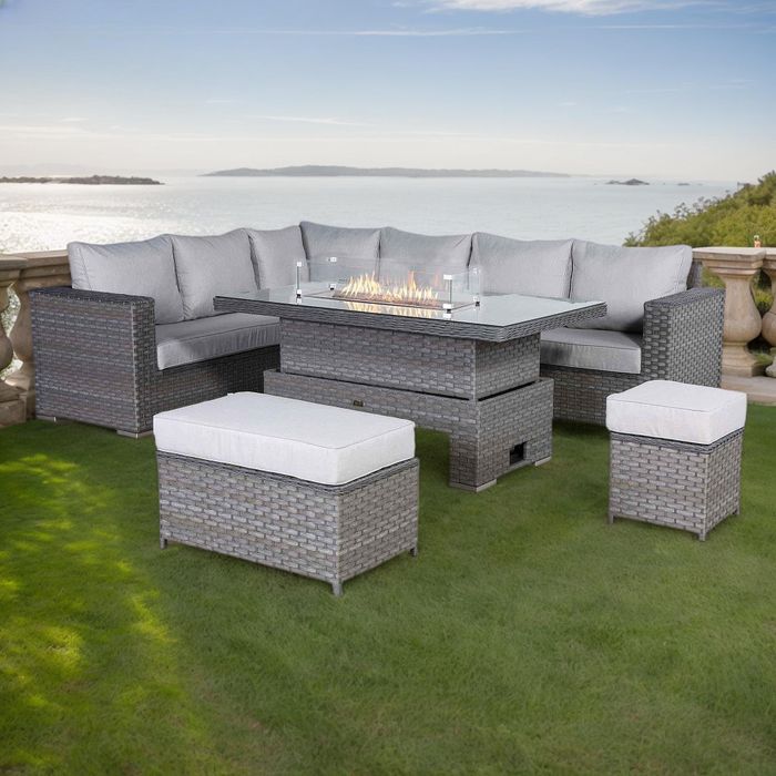 Catalina Range Modular Corner Sofa Set with Fire Pit Rising Table