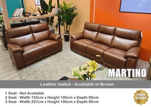 MARTINO BROWN LEATHER POWER RECLINER