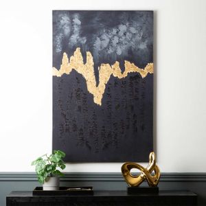 Large Black and Gold Abstract Canvas Wall Art